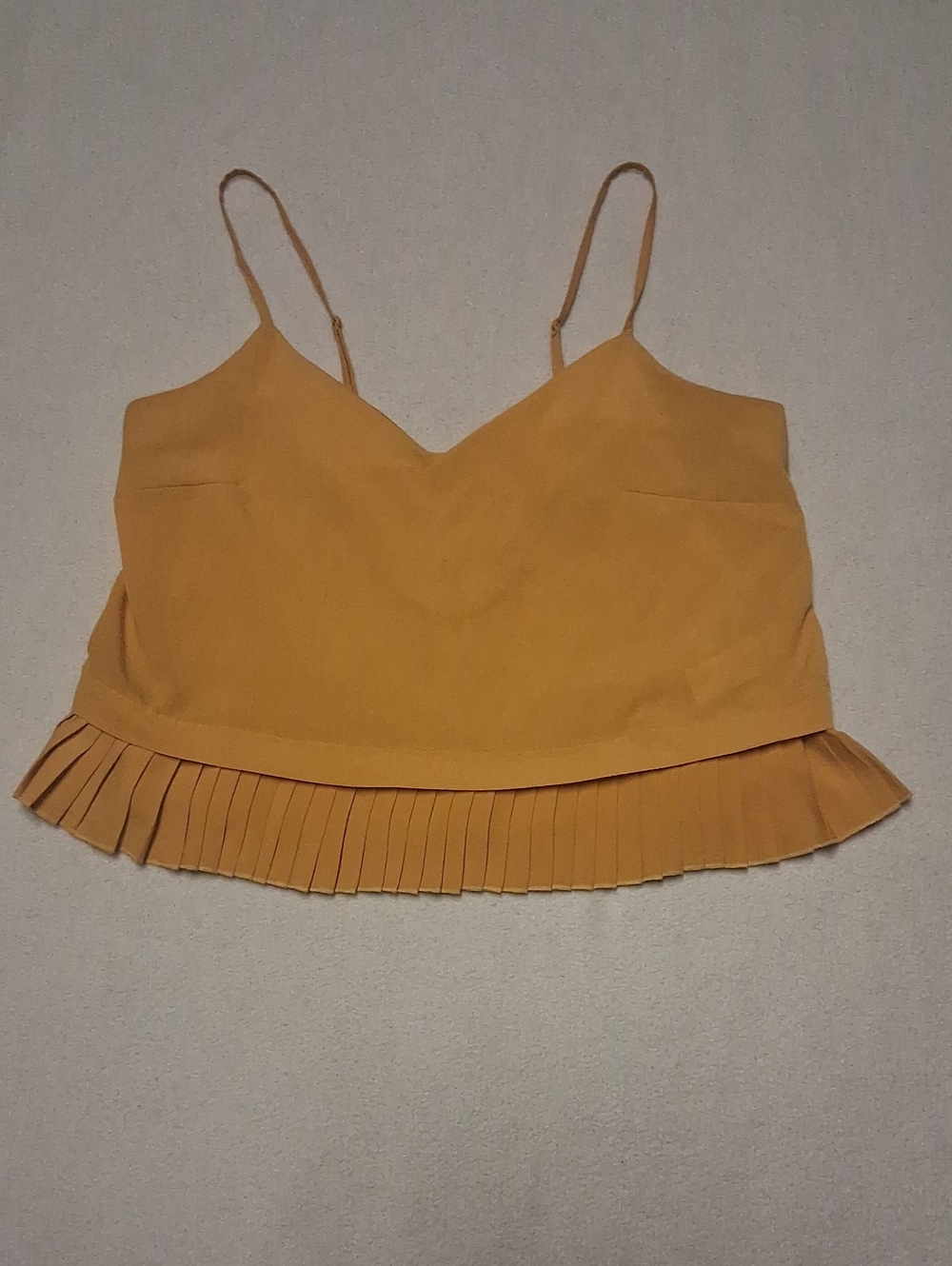 French Connection Mustard Spaghetti Strap Camisole with Pleated Hem